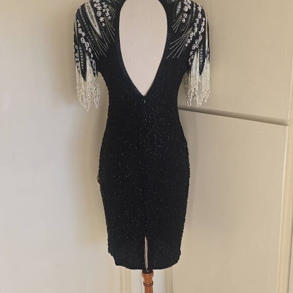 AJ Bari 80s Vintage Blk Sequin Sheath, Knee Length,  Never Worn, Gorgeous , Sz.6 - Picture 9 of 12